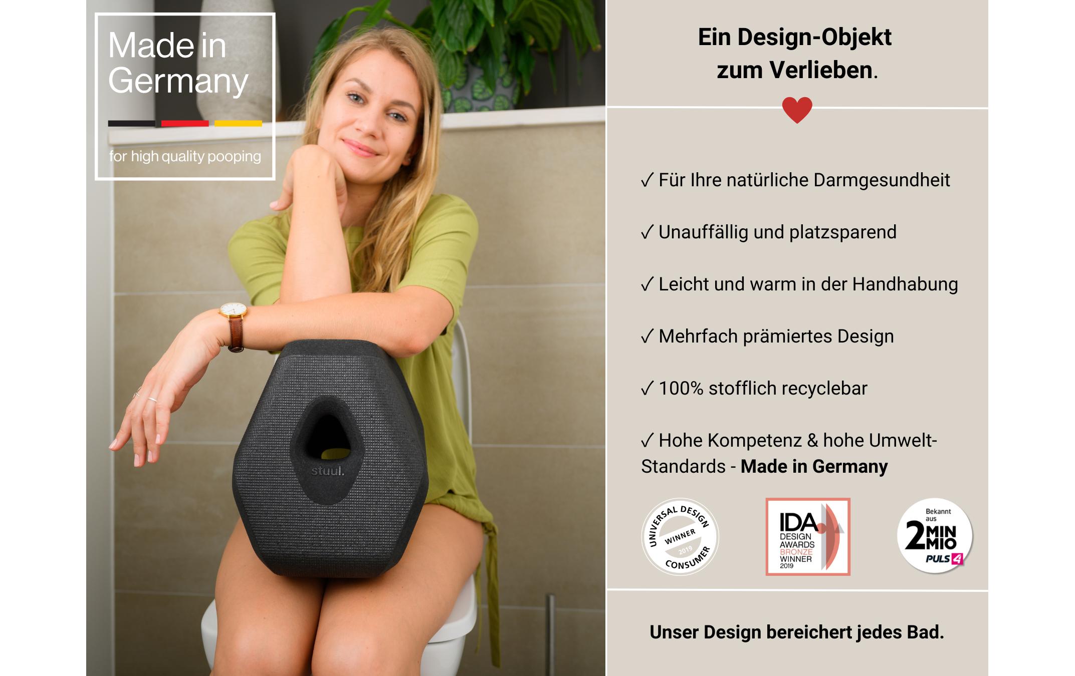 Toilettenhocker CharcoalInnovativer, zweiteiliger Design Toiletten-Hocker Made in Germany