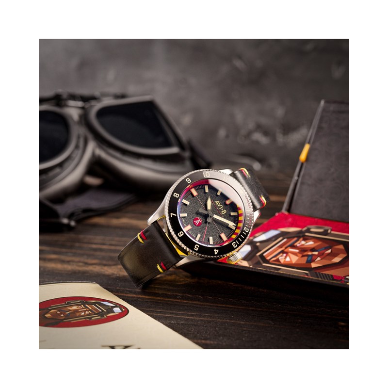 Montre Homme AVI-8 quartz - Bracelet cuir véritable de vachette + Nato - 3 aiguilles - Tuskegee