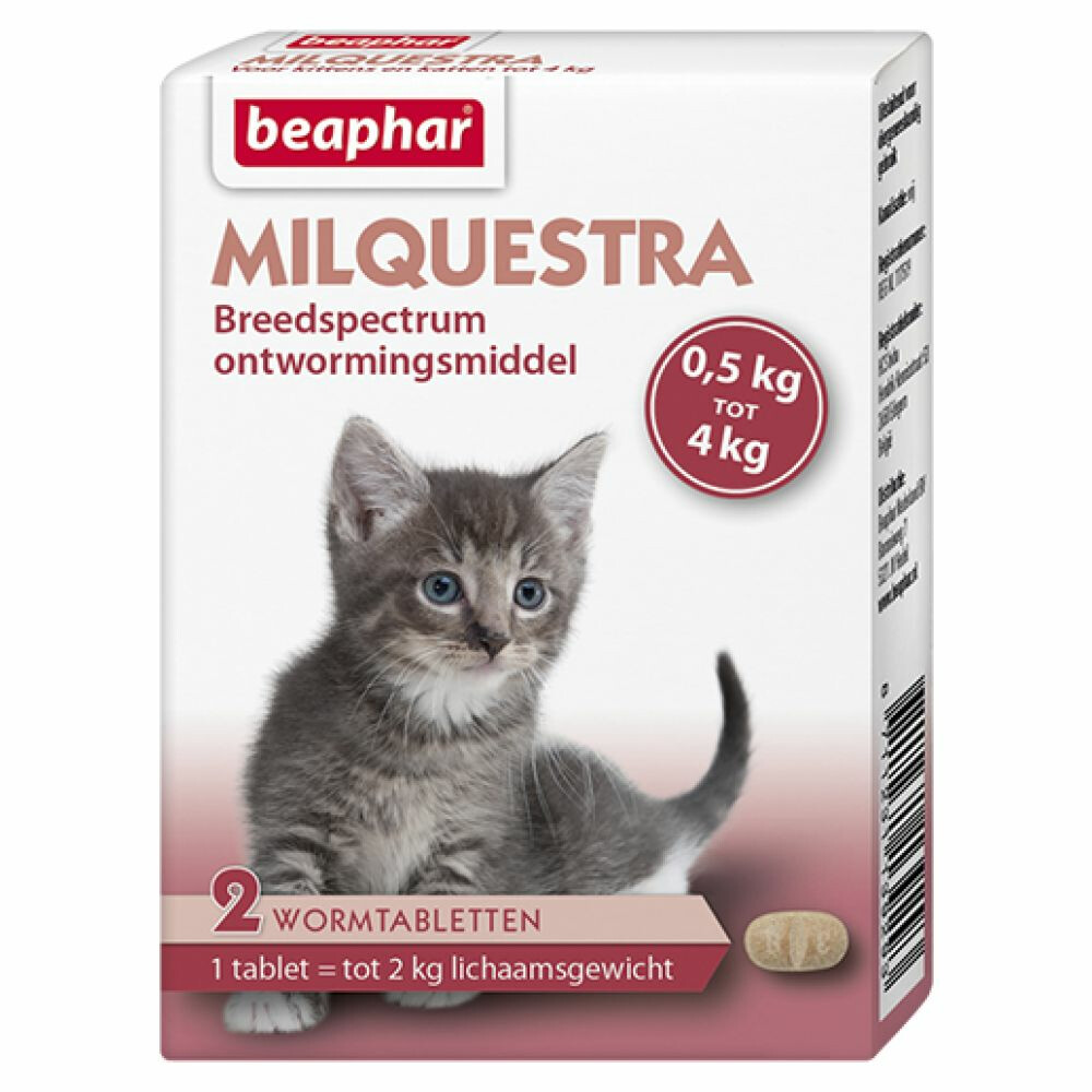 Beaphar Milquestra Ontworming Tabletten Kat 0,5 - 4 kg (ook kitten)2 tabletten