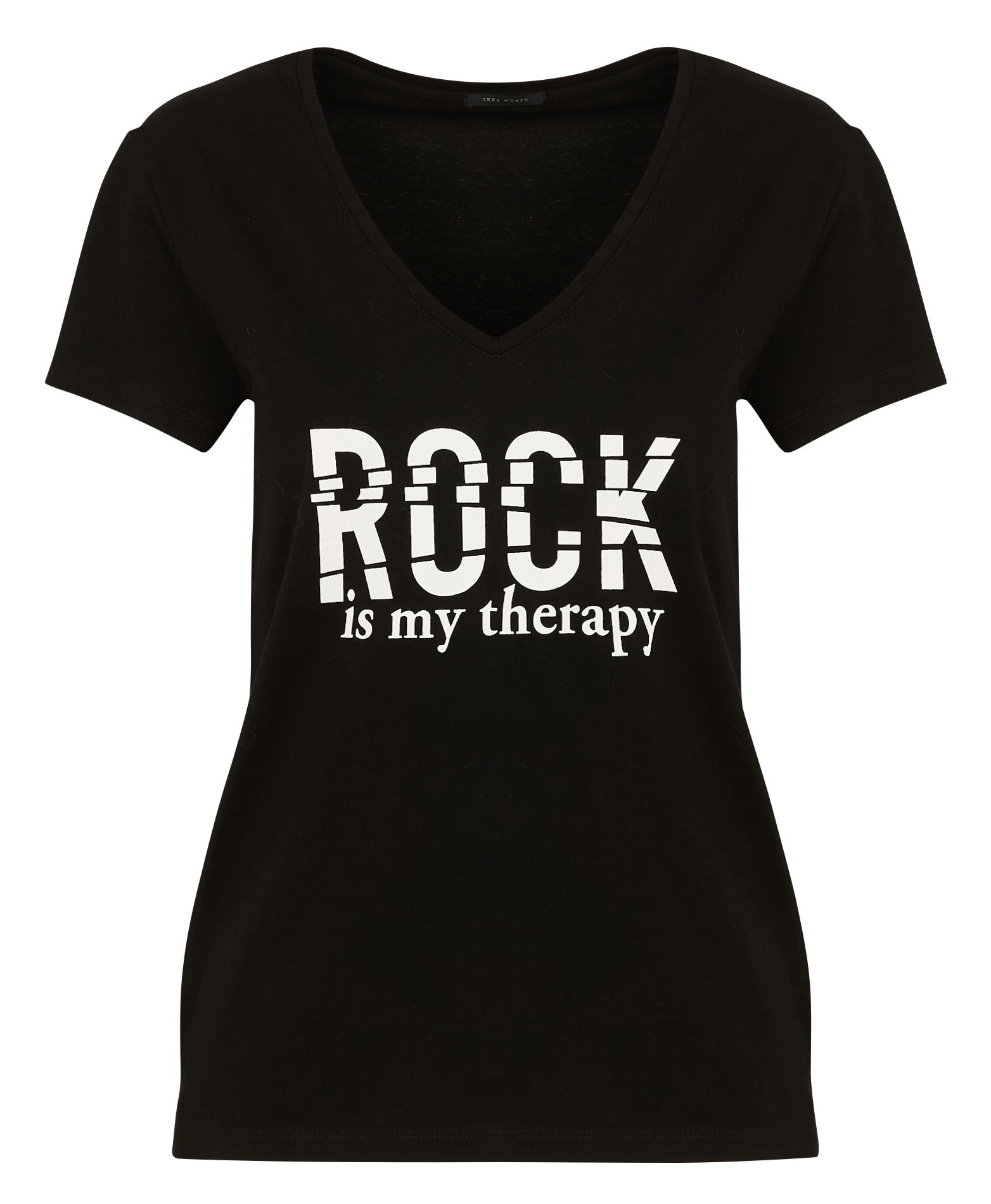 Tee-shirt droit col V en coton | Noir