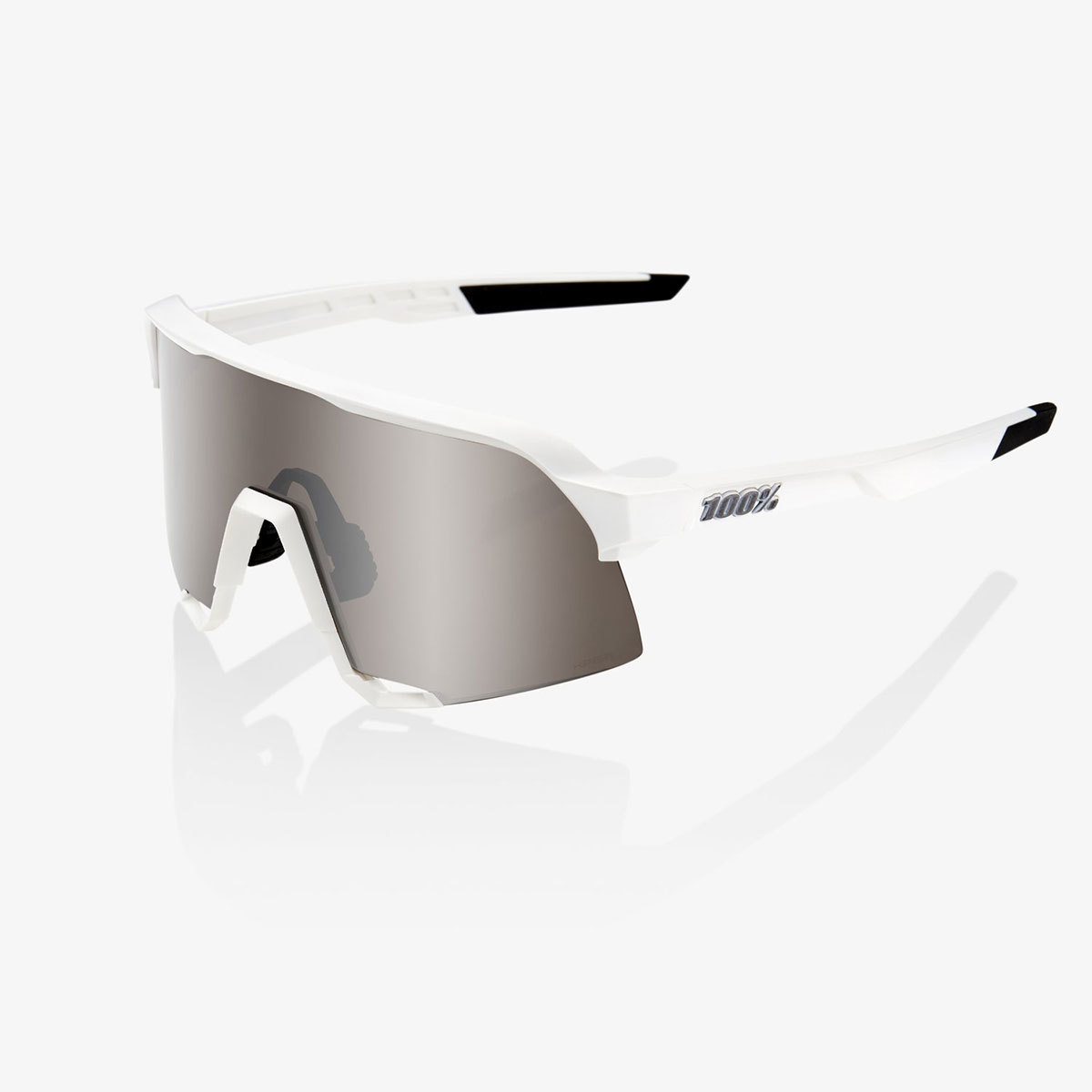 100% S3 Sport Zonnebril Mat Wit met HiPER Silver Mirror Lens