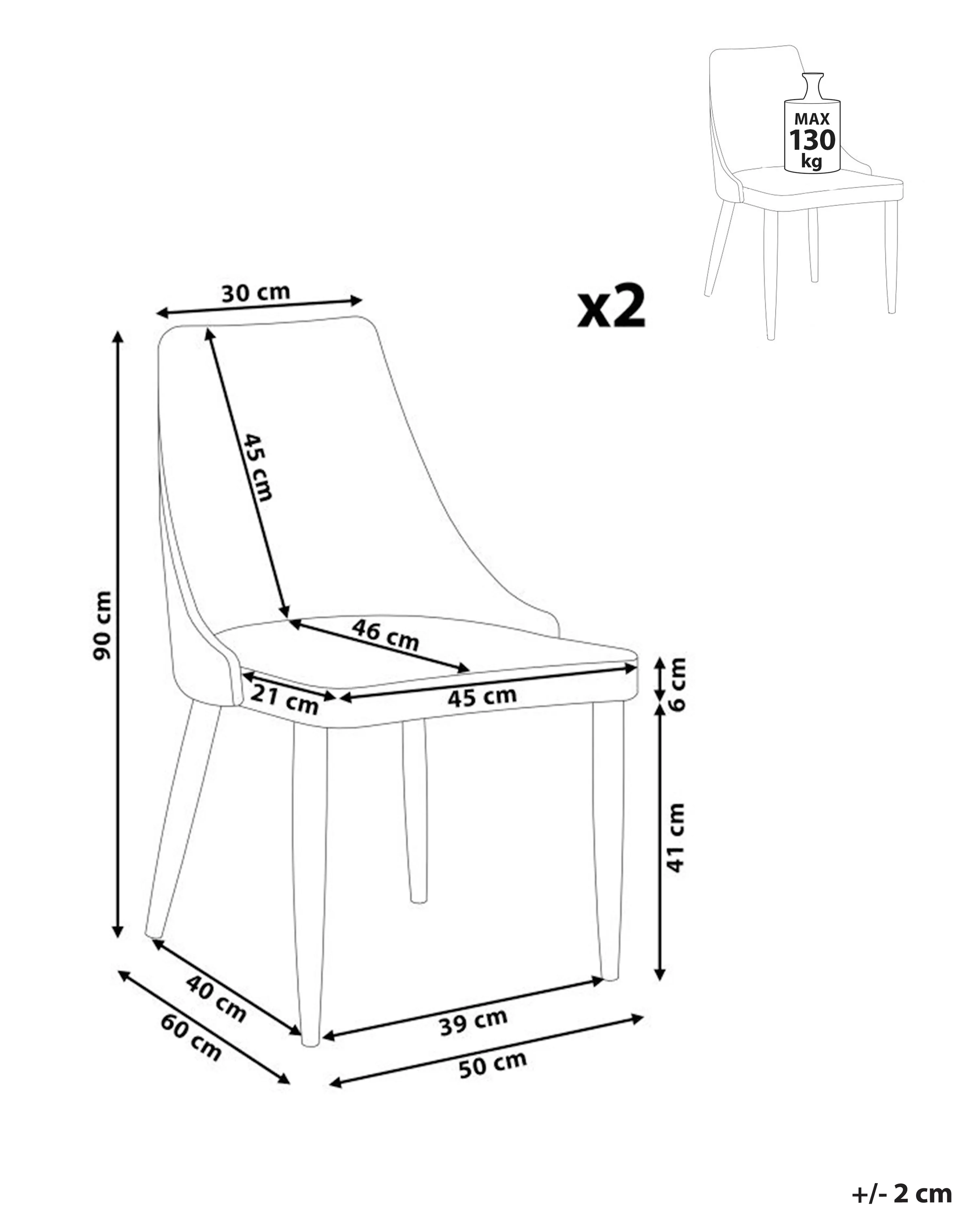 Set van 2 eetkamerstoelen CAMINO Stof Lichtgrijs