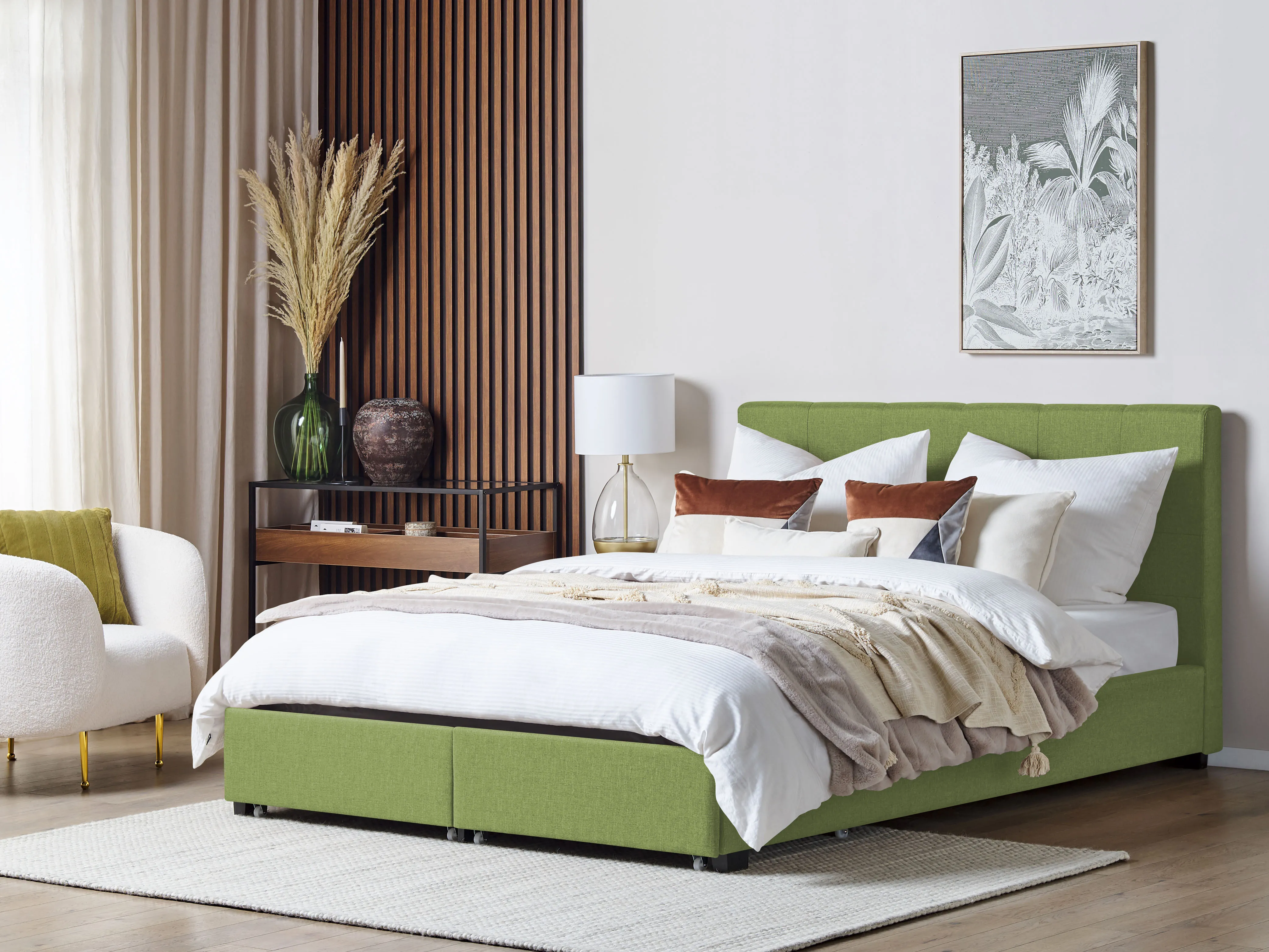 Bed met opbergladen Stof LA ROCHELLE 180 x 200 cm Groen