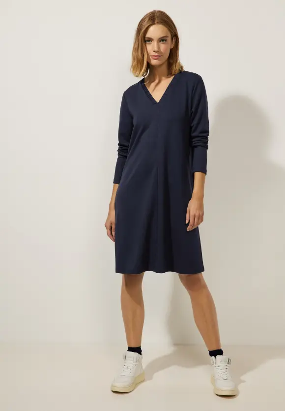 Shirtkleid mit Ziernaht - deep blue