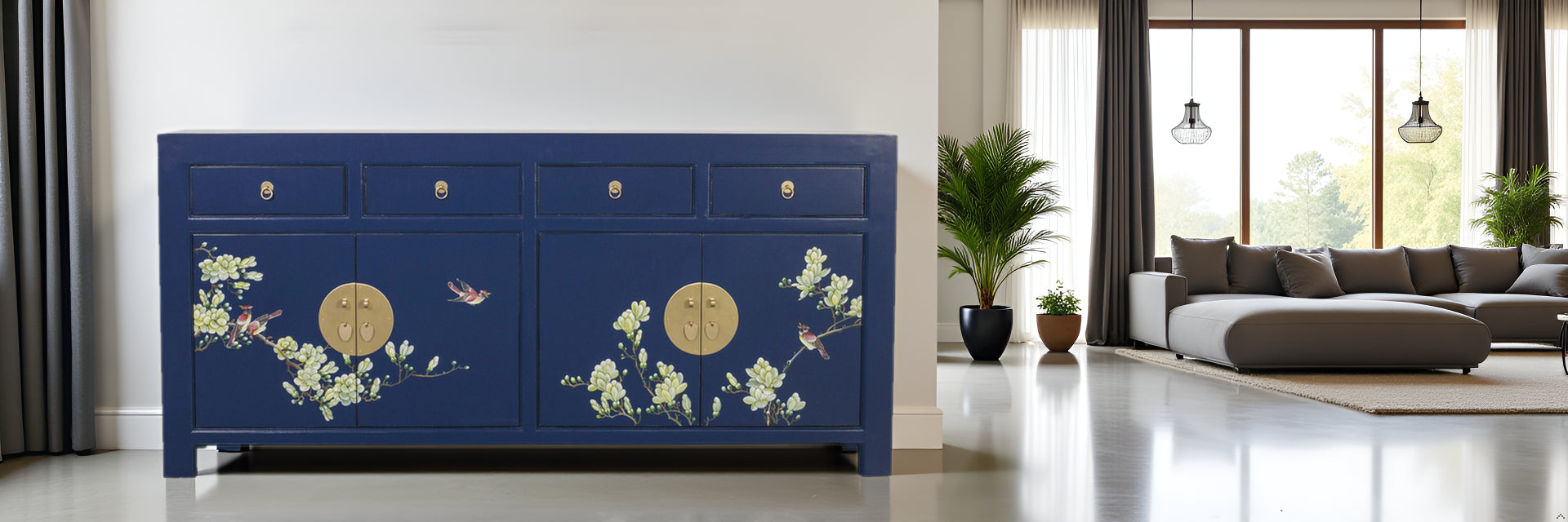 Fine Asianliving Chinese Dressoir Midnight Blauw