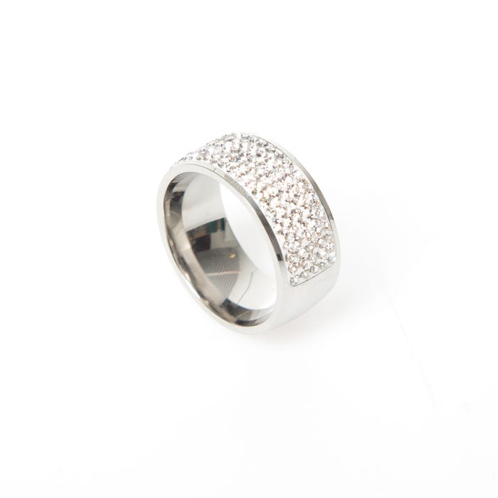 Veritas-Brede ring met stras