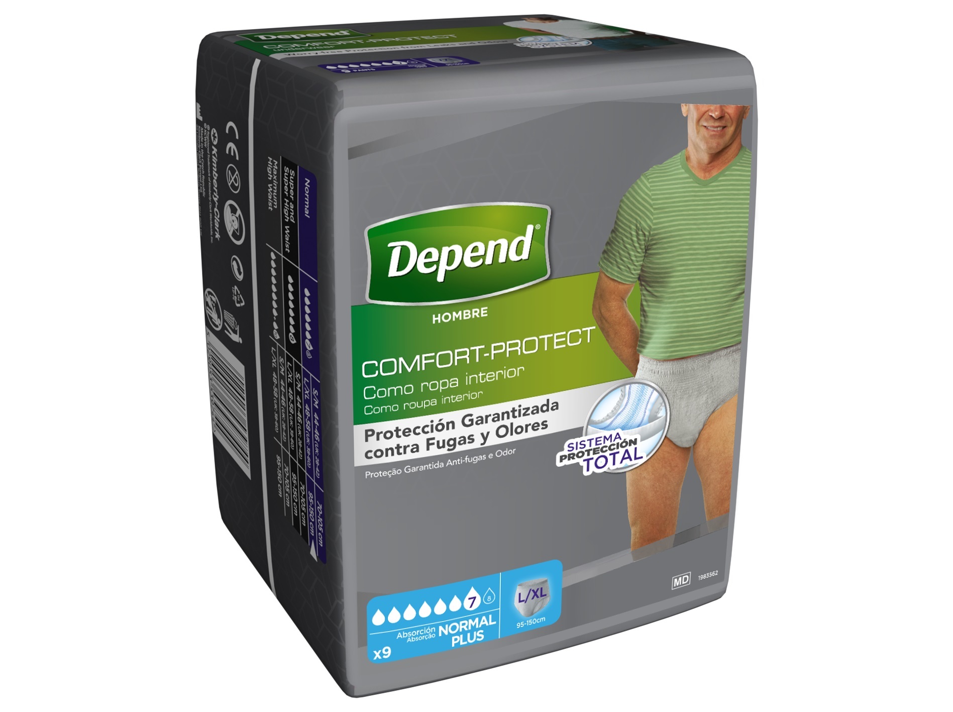 CUECAS INCONTINÊNCIA DEPEND NORMAL HOMEM L/XL 9UN