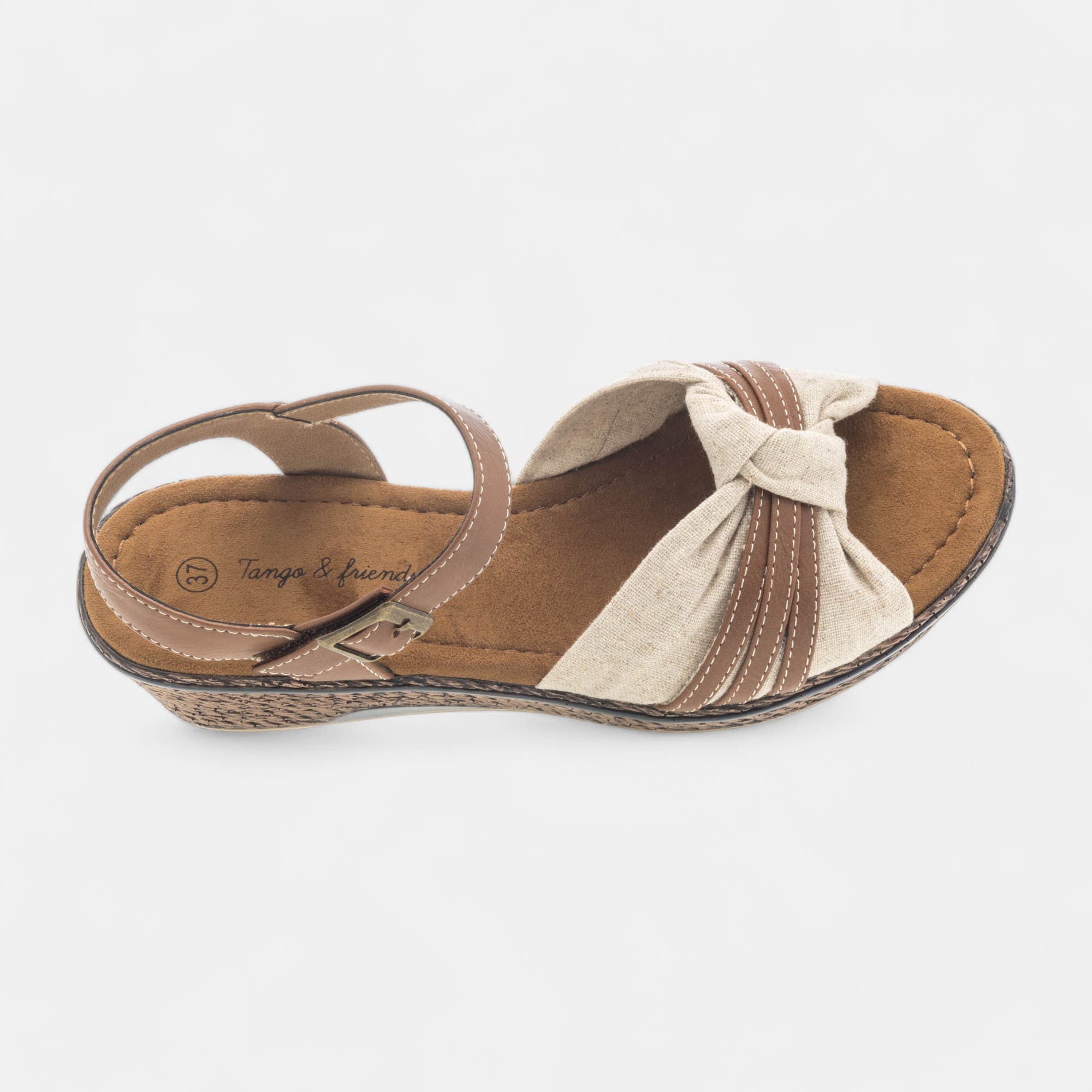 Sandales à talon compensé Femme beige
