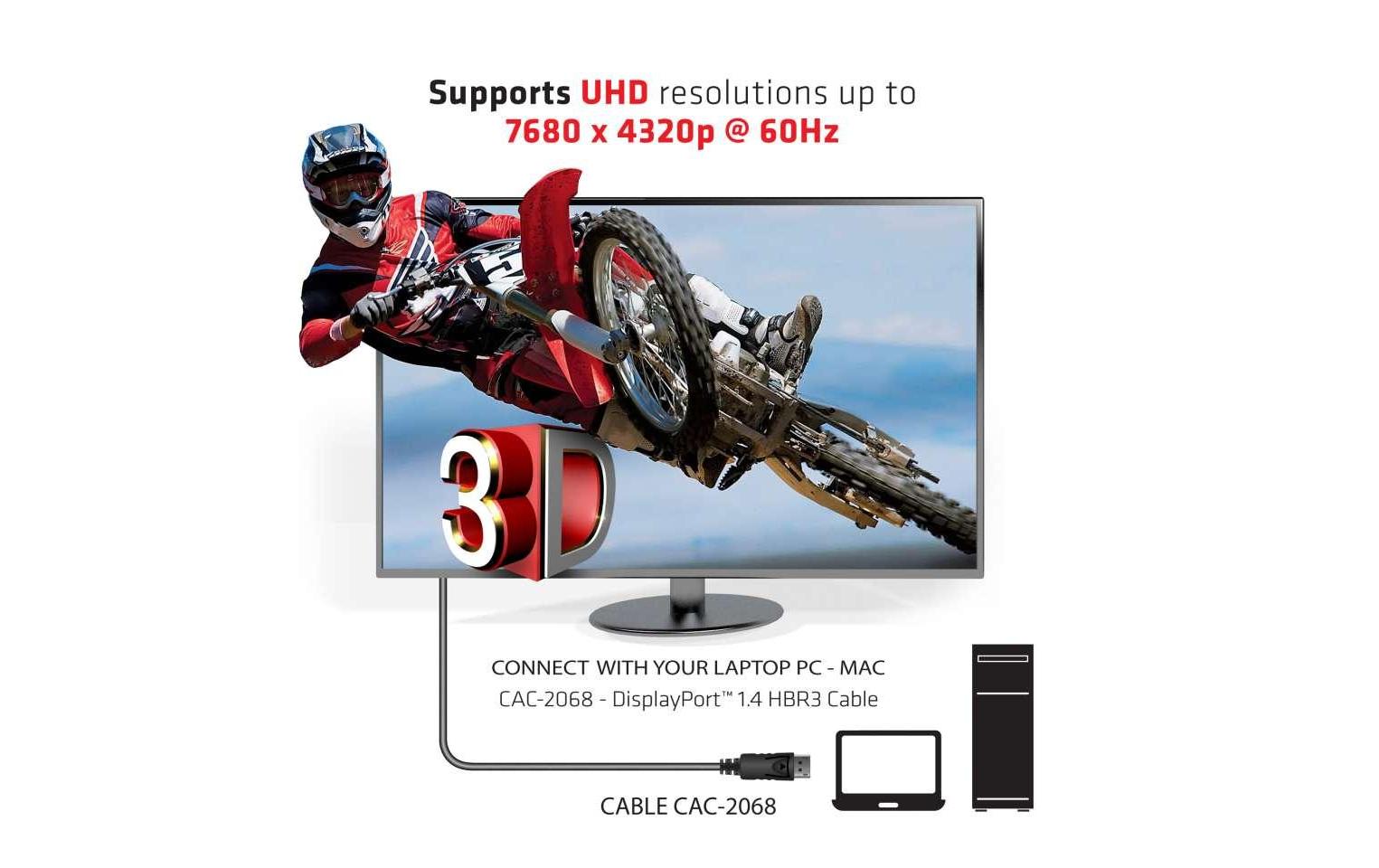 Kabel HBR3 DisplayPort 1.4 - DisplayPort, 2 mDisplayPort 1.4 HBR3 8K60Hz Kabel, Stecker/Stecker