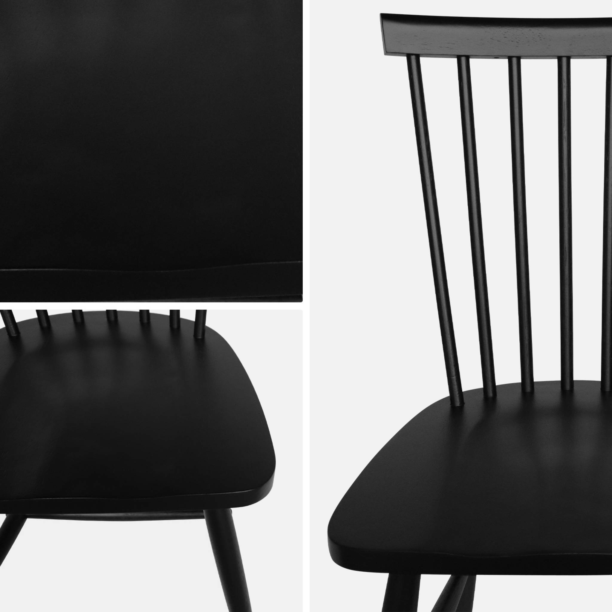 Lot de 2 chaises noires à barreaux en bois d'hévéa. Romie. L 50.8 x p 44.2 x h 90cm