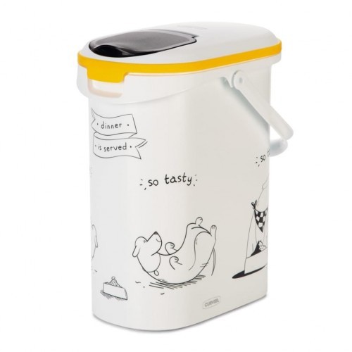 Recipiente para armazenar alimentos com estampa de cachorros, branco