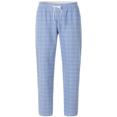 Damen-Flanellpyjama kariert, Hellblau