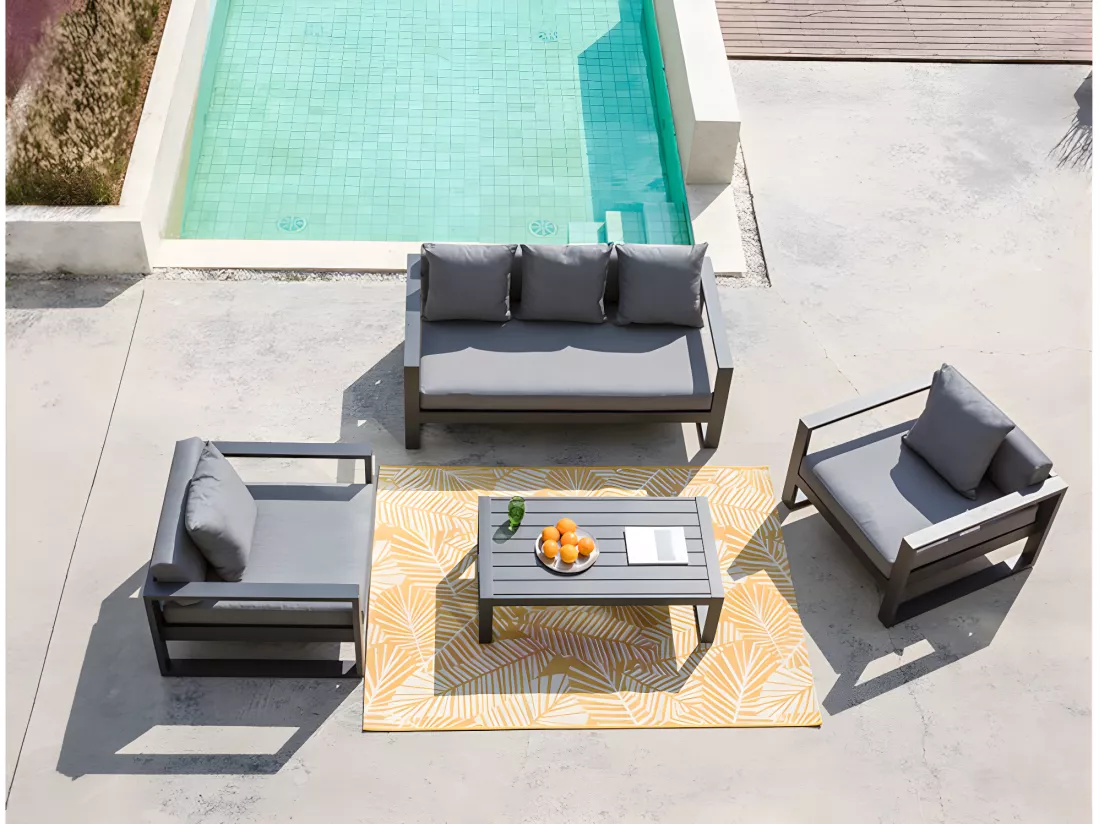 Canapé de jardin 3 places en aluminium - Anthracite - MOLOKAI de MYLIA