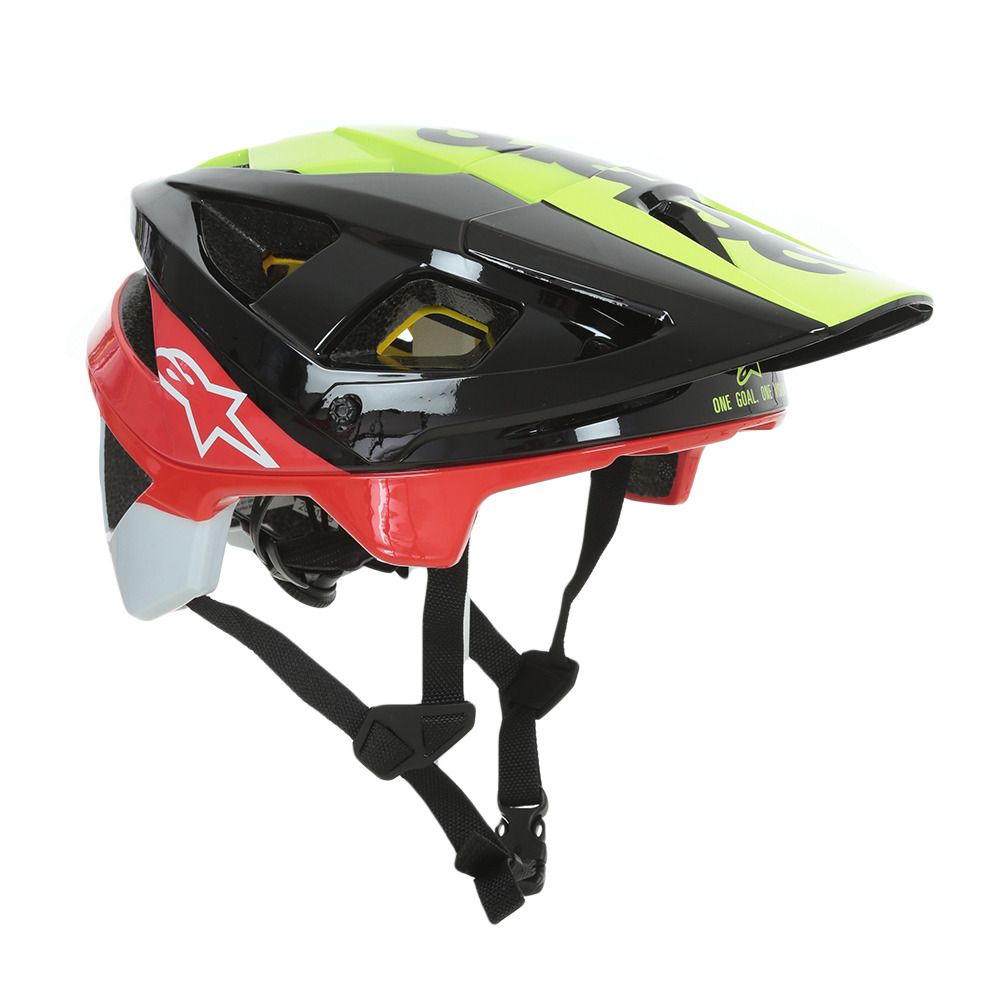 Alpinestars PILOT VECTOR TECH - Casque VTT noir/jaune fluo/rouge glossy