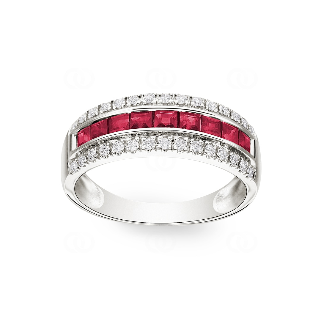 Rubinring 750/18 K Weissgold mit Diamanten 0.20 ct H/si