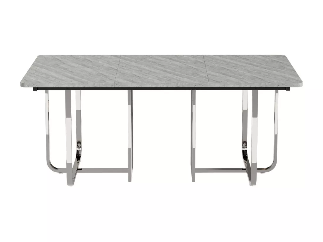 Table à manger 6 à 8 personnes en MDF et métal - Gris et Argent - table à manger rectangle - 180x80x75cm
