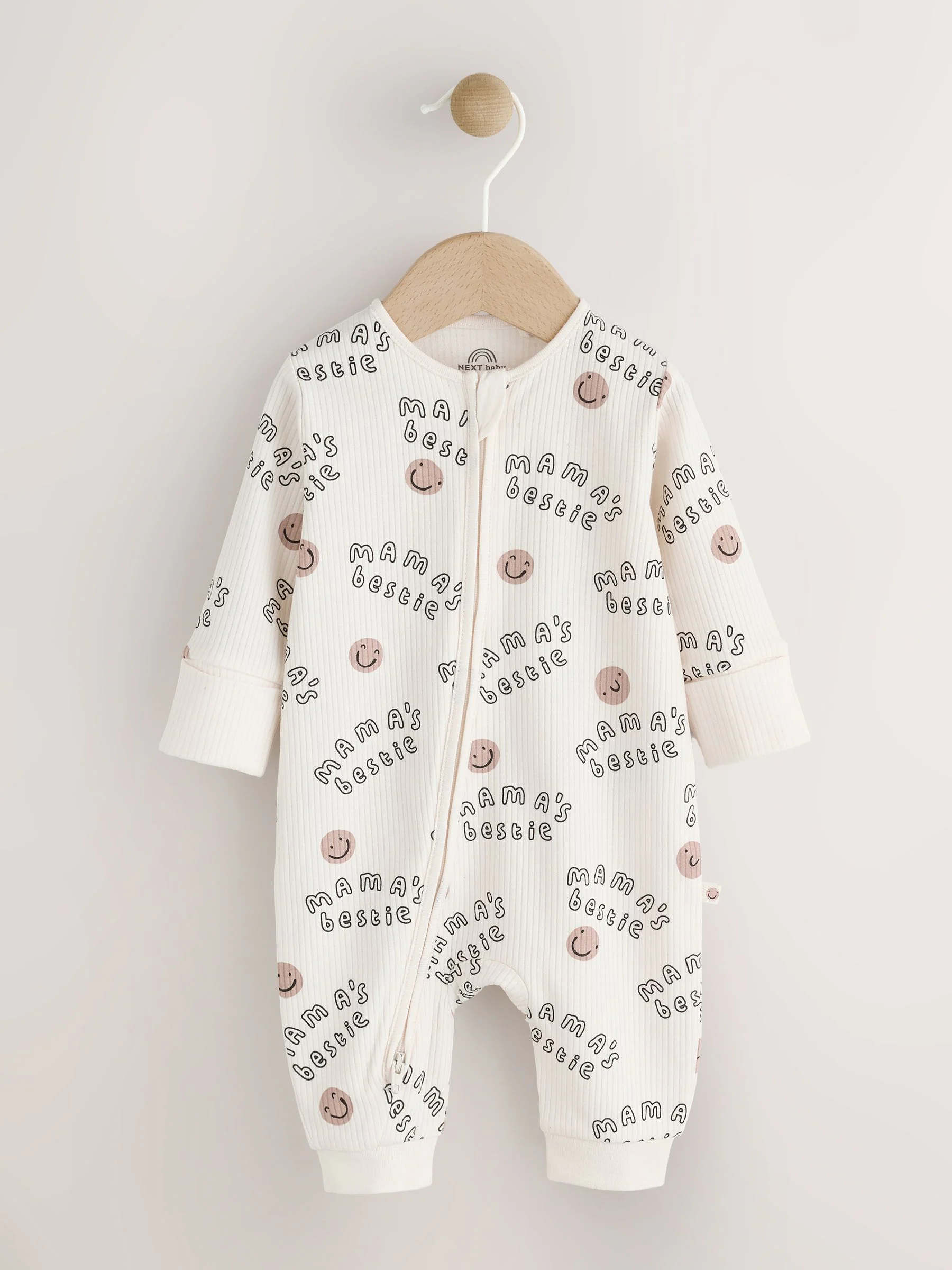 Crème - Family Two Way Zip Footless Baby Sleepsuit (0-18mths)