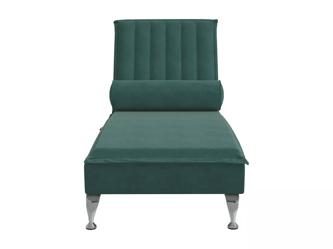Prolenta Premium - Chaise longue de massage avec traversin vert foncé velours