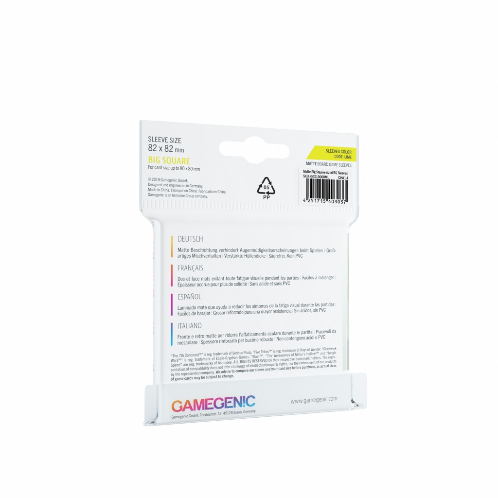 Gamegenic - 50 Matte Sleeves - 82x82