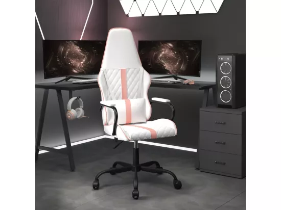 Chaise de jeu de massage rose et blanc similicuir