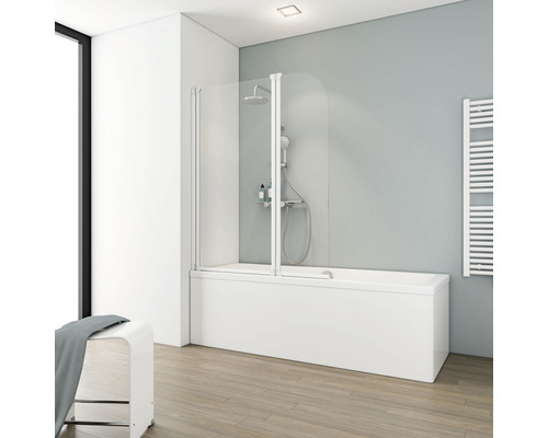 2-delige badwand SCHULTE Komfort ExpressPlus 115 x 140 cm helder glasprofiel kleur wit EP1653 04 50 140
