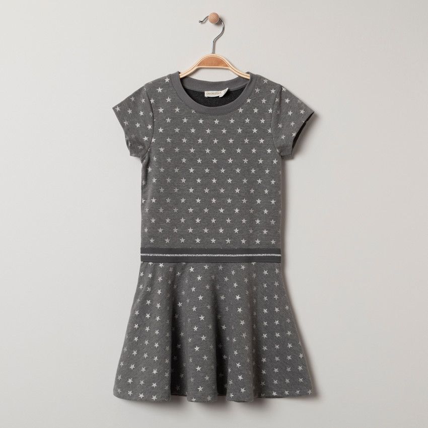 Robe manches courtes imprimée all-over - Gris foncé