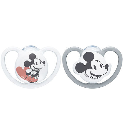 Nuk Schnuller - Space - 2er-Pack - Mickey Mouse - Grau/Weiß