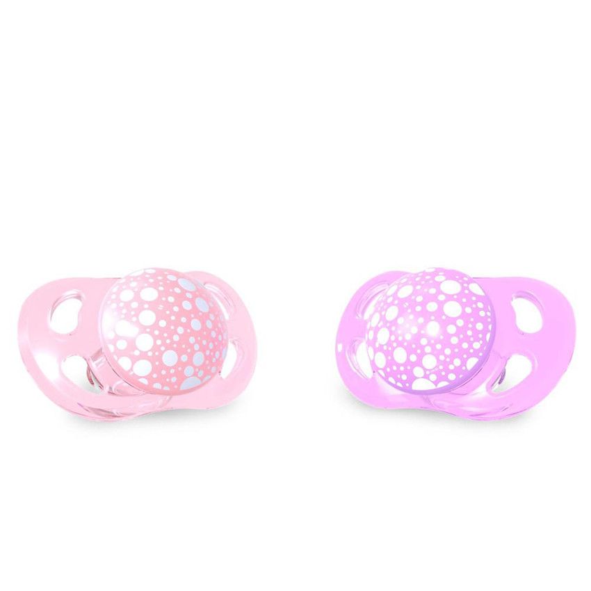 Set de sucettes en silicone 0-6 mois - Violet/Rose Pastel - Ecru