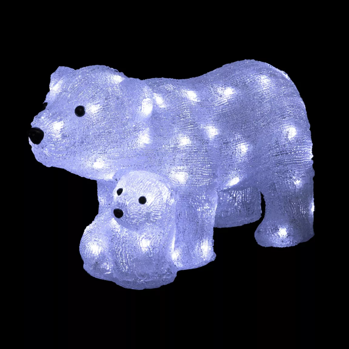 Famille d'ours polaire solaire 60 LED (H25 cm) Blanc froid