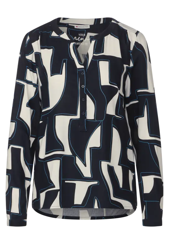 Bluse mit Print - deep blue