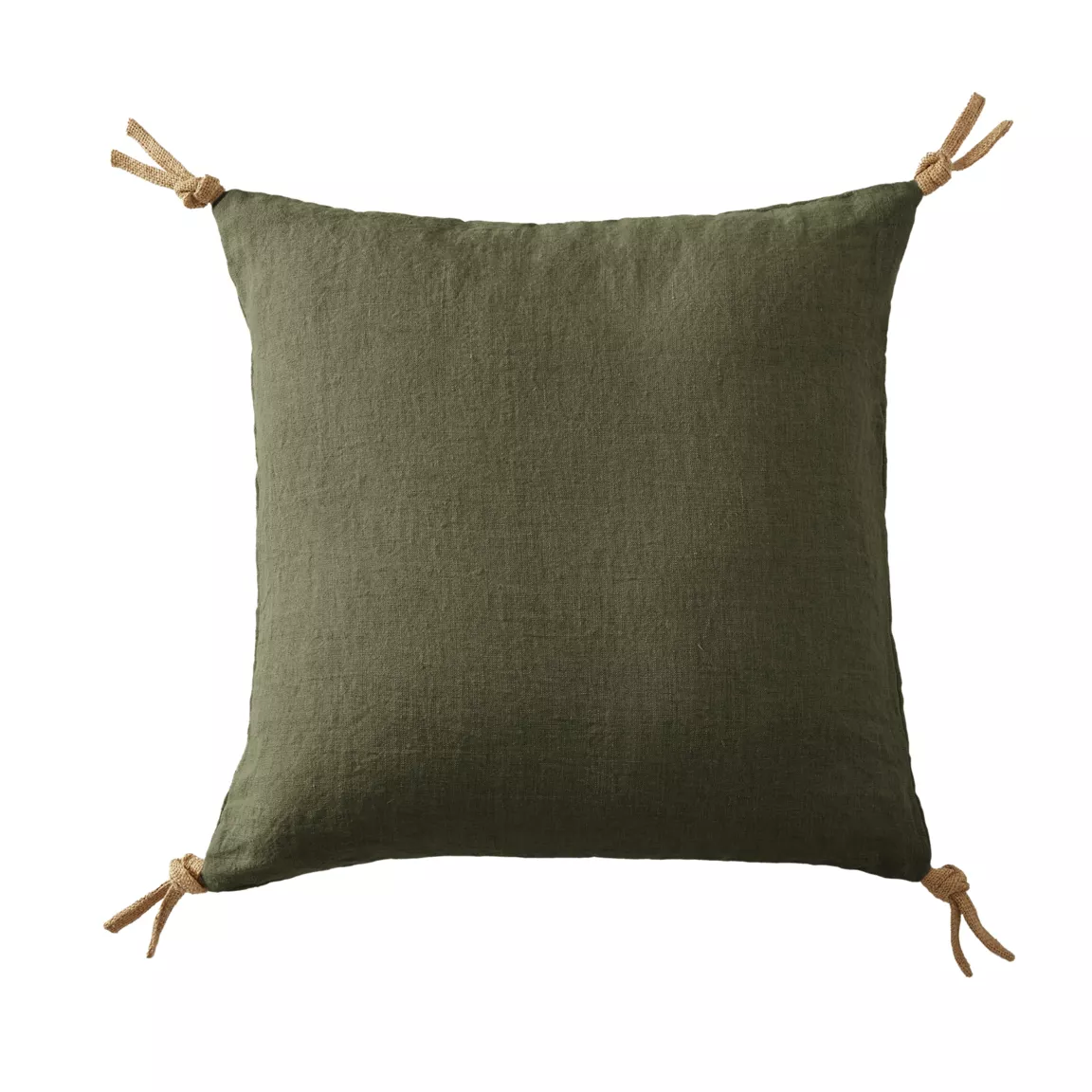Coussin carré lin lavé (45 cm) Louise Vert romarin