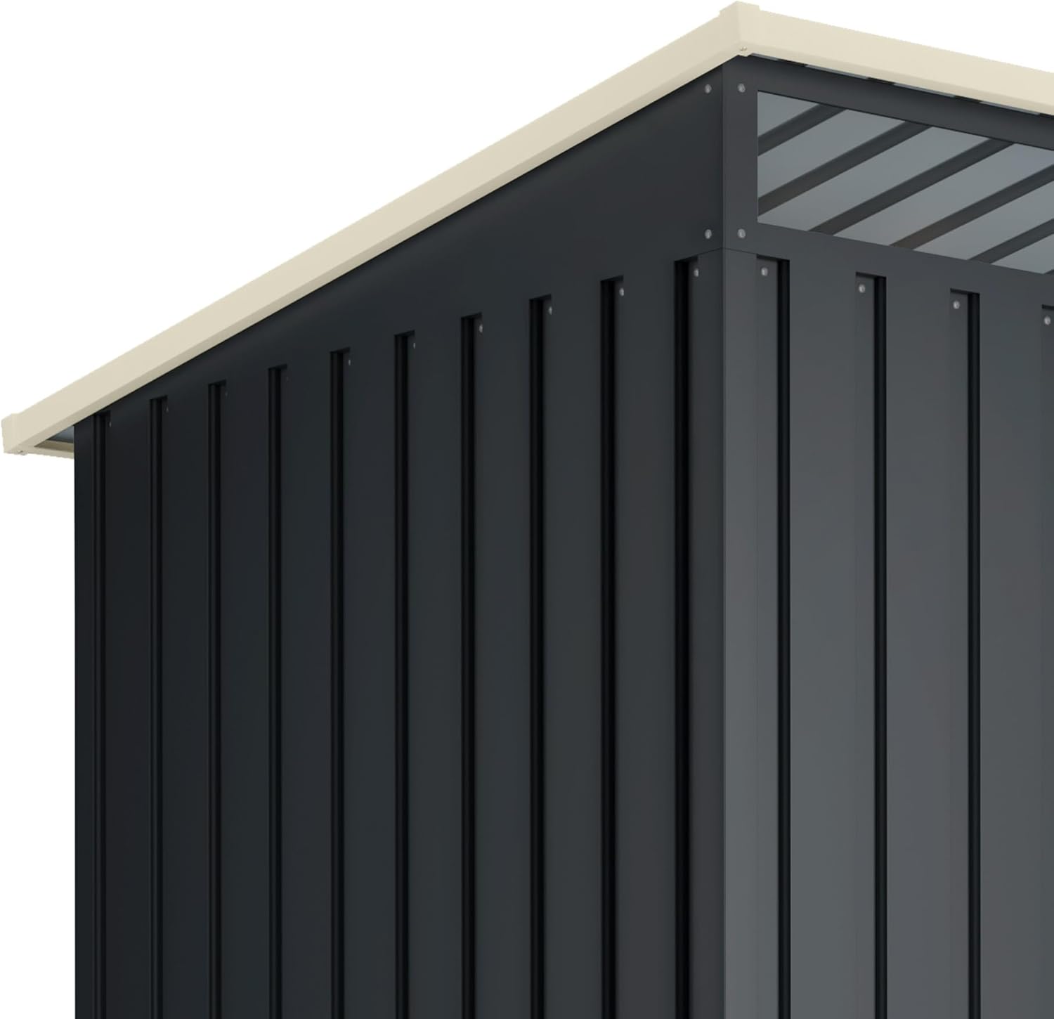 Wasabi - Gartenhaus Metall 5,6m2 Stark – 239x236x203cm - Oberlicht - Doppelte Schiebetür – Anthrazitgrau – Geräteschuppen XL – Gerätehaus Outdoor Wetterfest