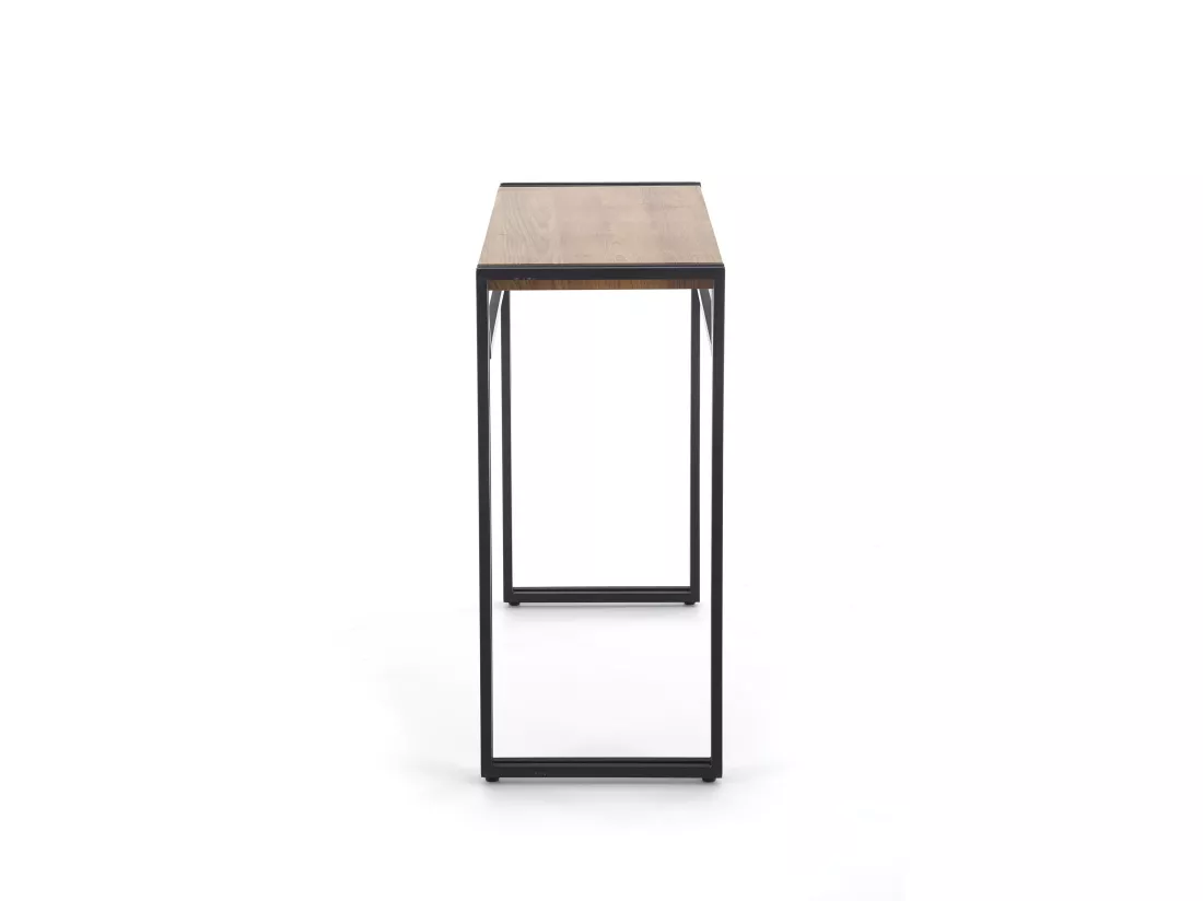 Console plateau style chêne doré et pieds en acier noir Aqua