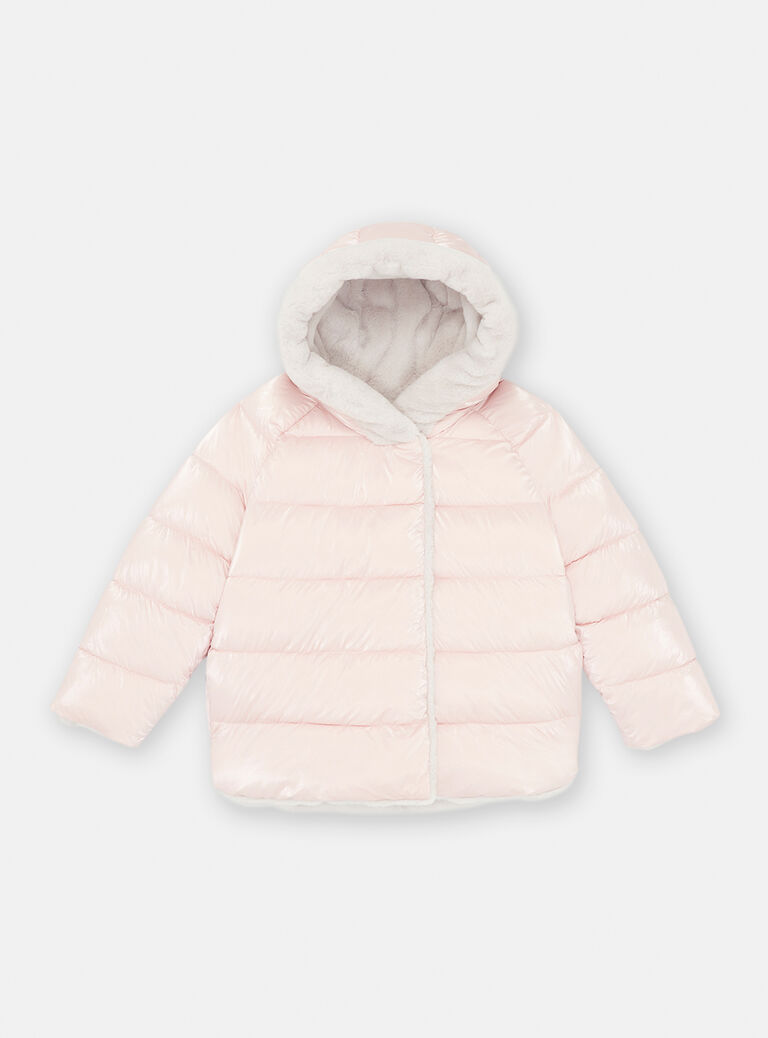 Parka rose et gris réversible pour fille