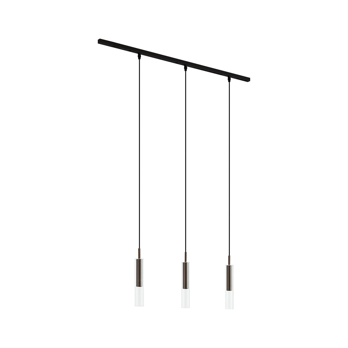 Modern railsysteem zwart met 3 hanglampen donker brons 1-fase - Slimline Loyce