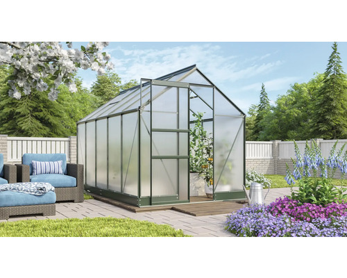 Vitavia Apollo 6200 kas, 6 mm dubbelwandige polycarbonaat panelen met fundering, 195x323 cm, smaragdgroen