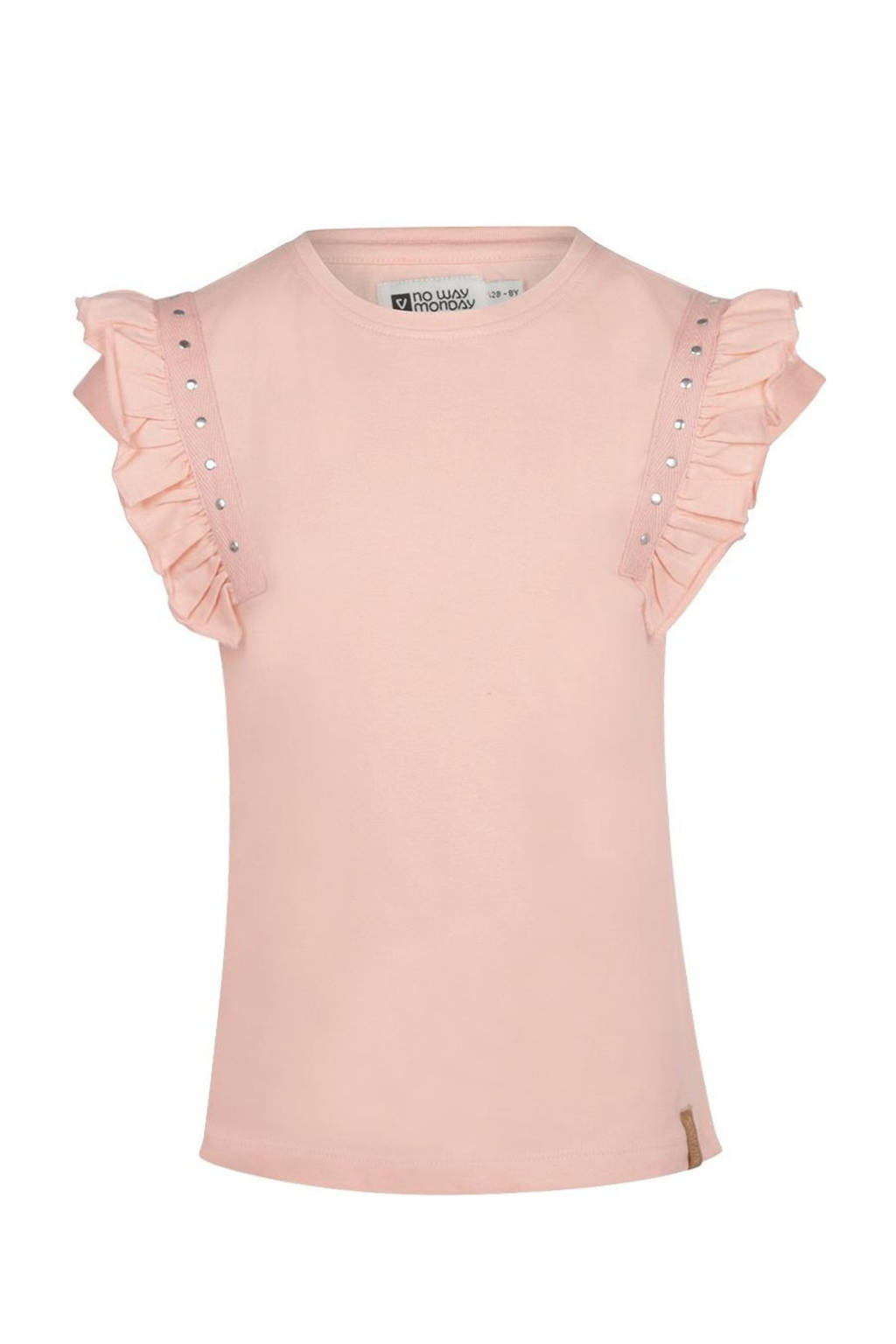 No Way Monday T-shirt met ruches roze