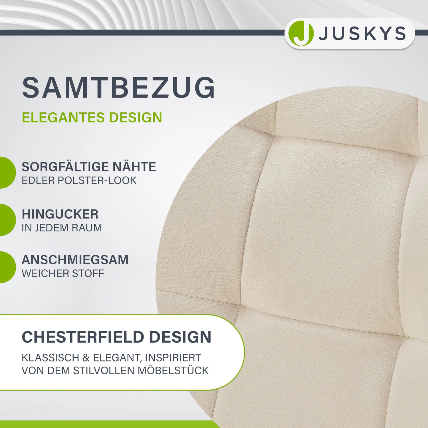 Juskys Esszimmerstühle Blanca 2er Set - Samt Stühle gepolstert - Stuhl Esszimmer & Küche Beige