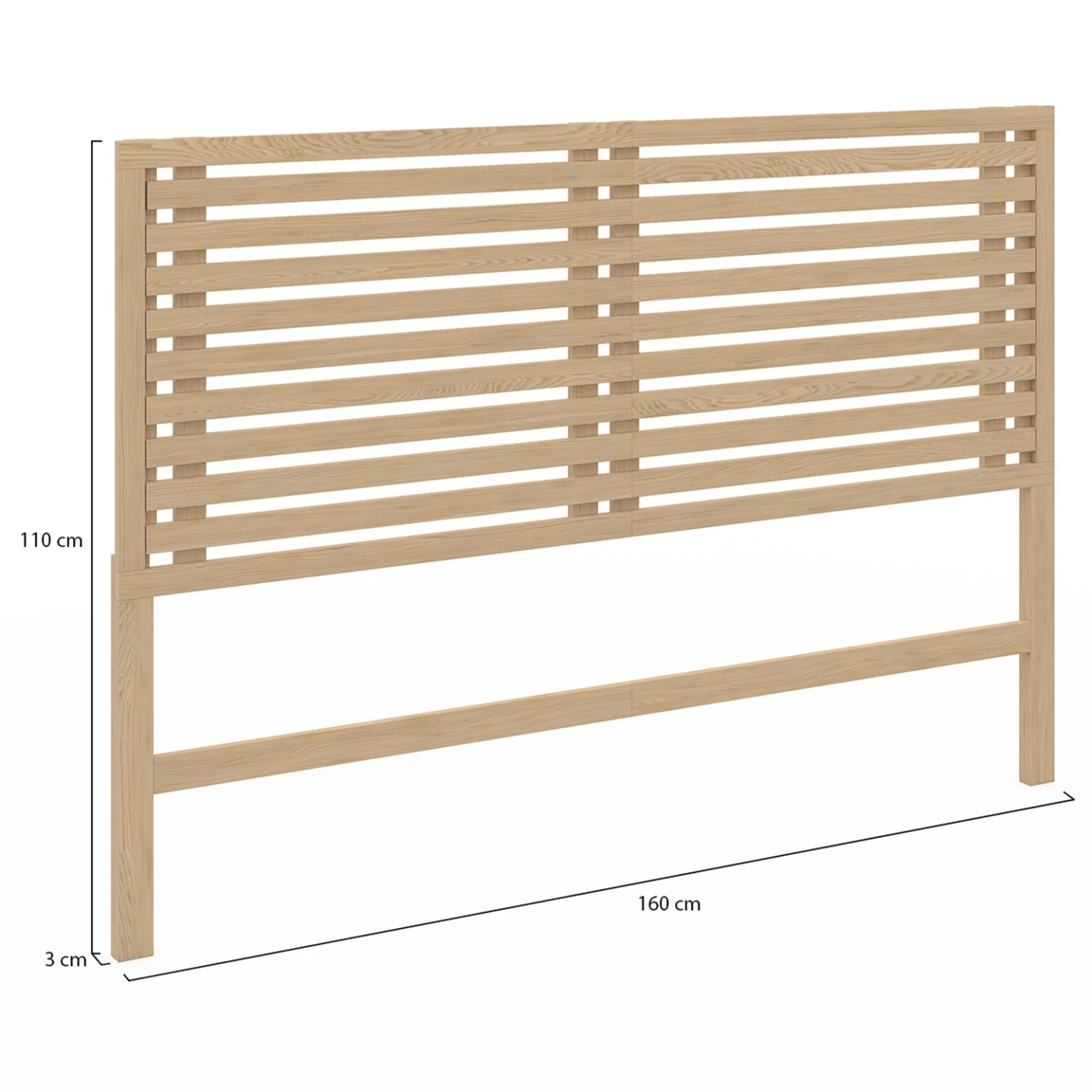 Tête de lit sur pied en lattes AVA 160 cm façon bois clair