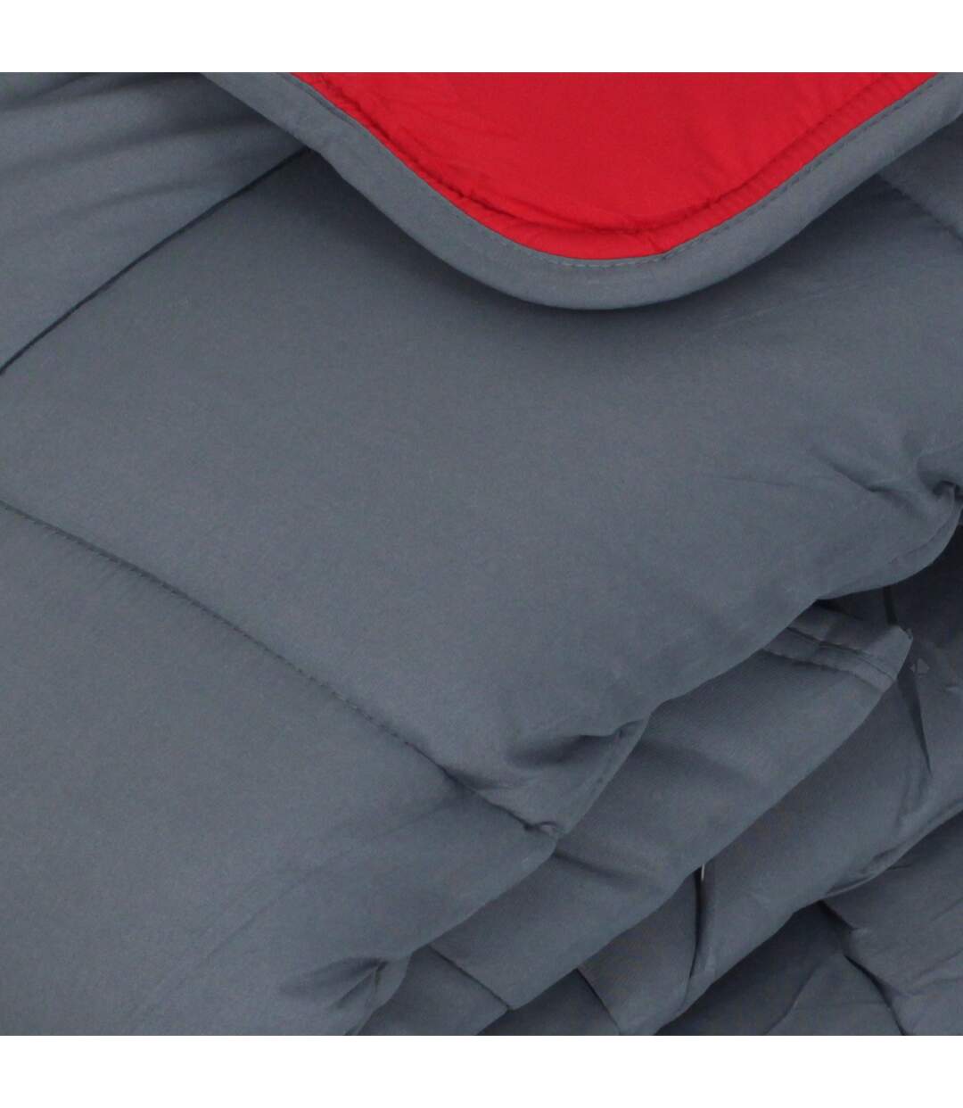 Couette hiver 140x200 cm COCOON BICOLORE Gris/Rouge garnissage fibre polyester 400g/m2
