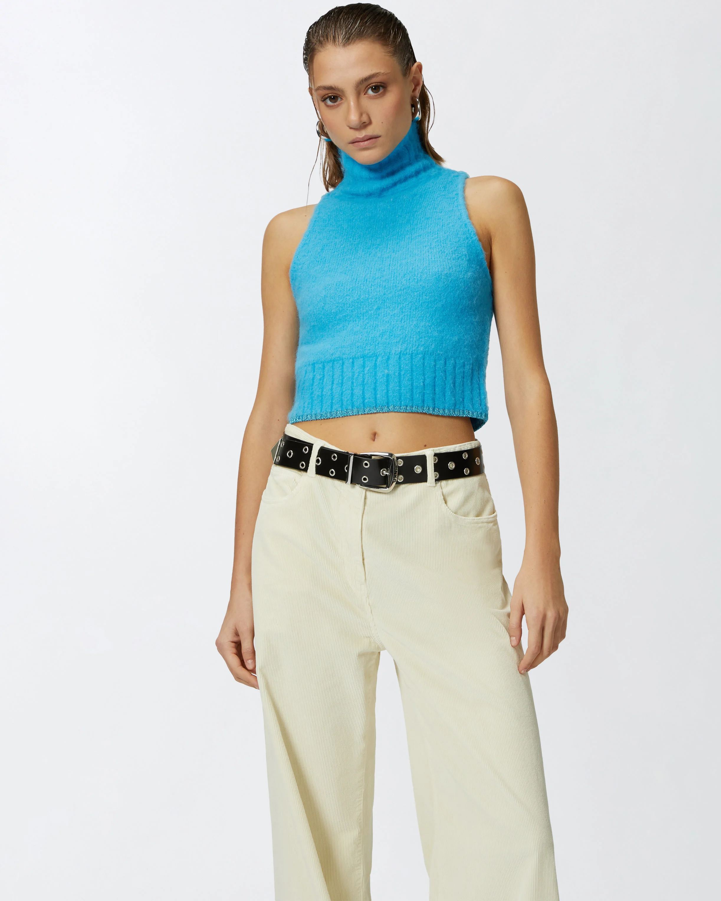 Crop top sans manches | Bleu