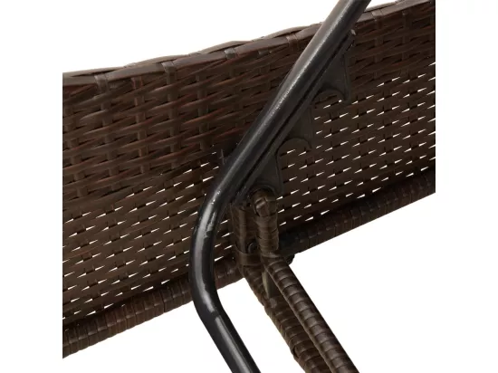 Chaise longue avec coussin marron 60x205x73 cm résine tressée