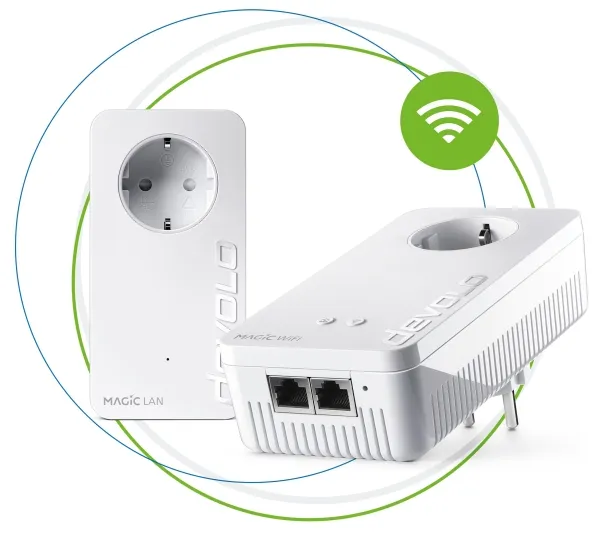 Devolo Magic 2 WiFi next Starter Kit, 2400 Mbit/s, IEEE 802.2x, IEEE 802.3ab, IEEE 802.3az, IEEE 802.3u, Gigabit Ethernet, 10,100,1000 Mbit/s, Wi-Fi 5 (802.11ac), 802.11a, 802.11b, 802.11g, Wi-Fi 4 (802.11n), Wi-Fi 5 (802.11ac)