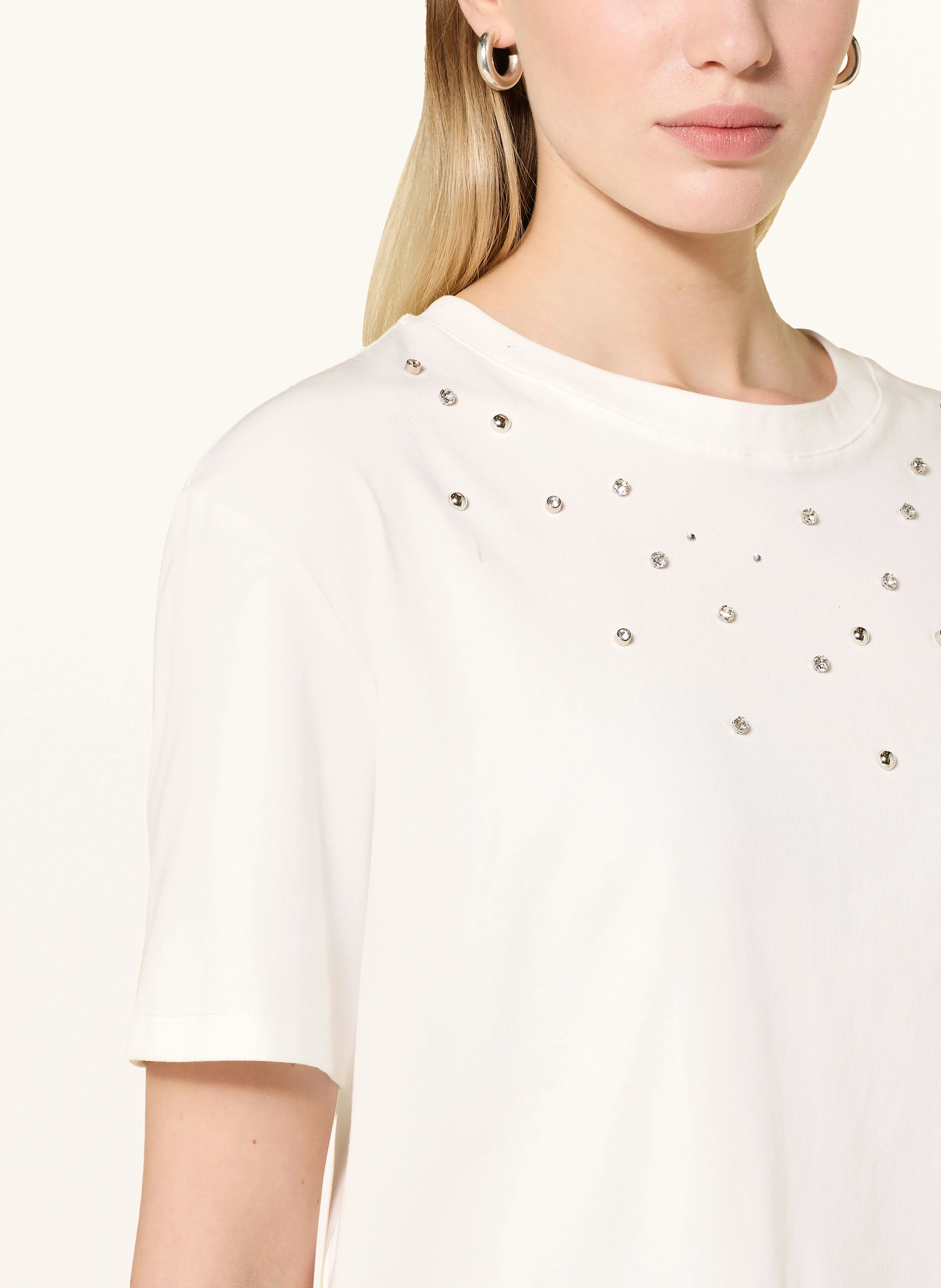 oui T-Shirt mit Schmucksteinen