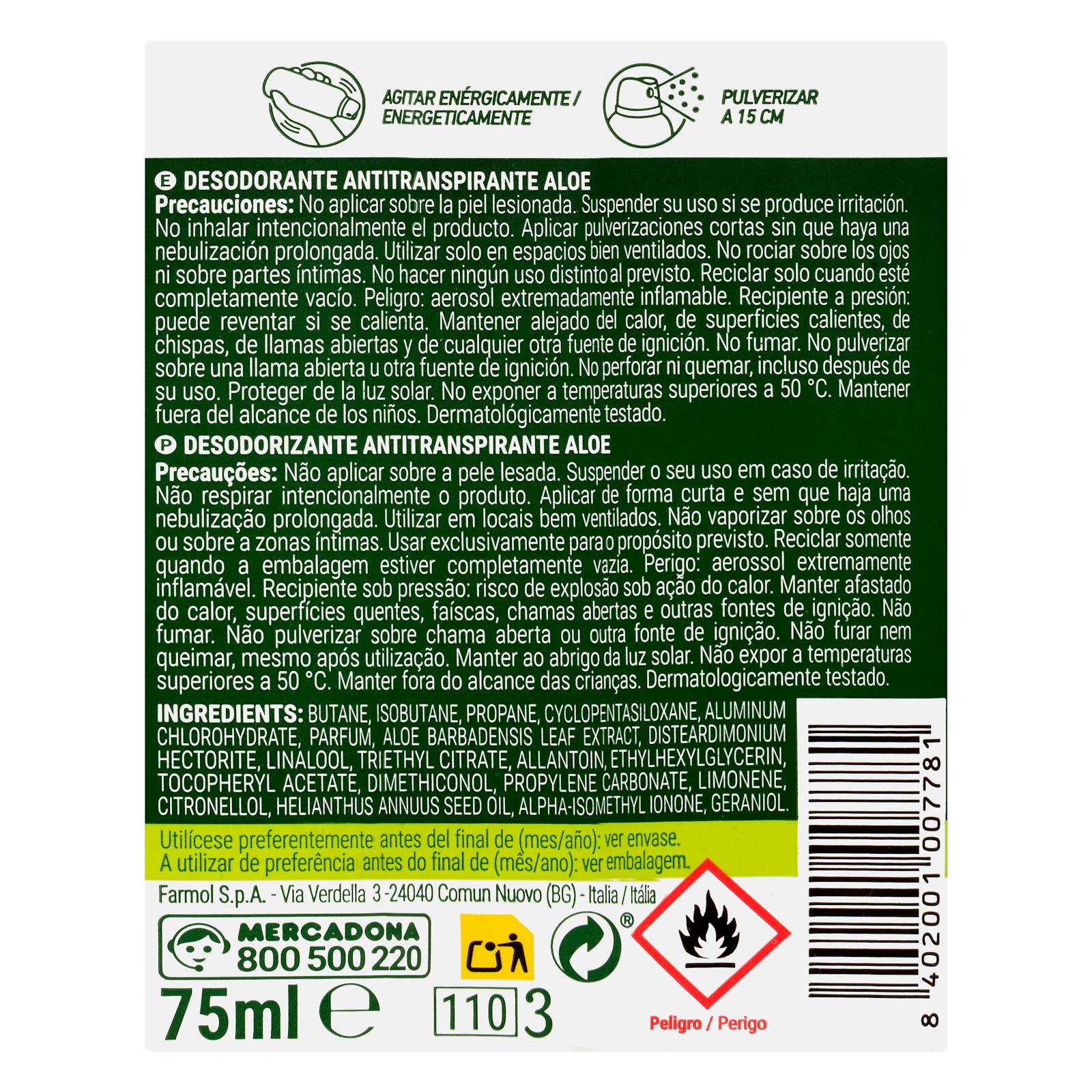 Déodorant anti-transpirant à l'aloe vera Deliplus