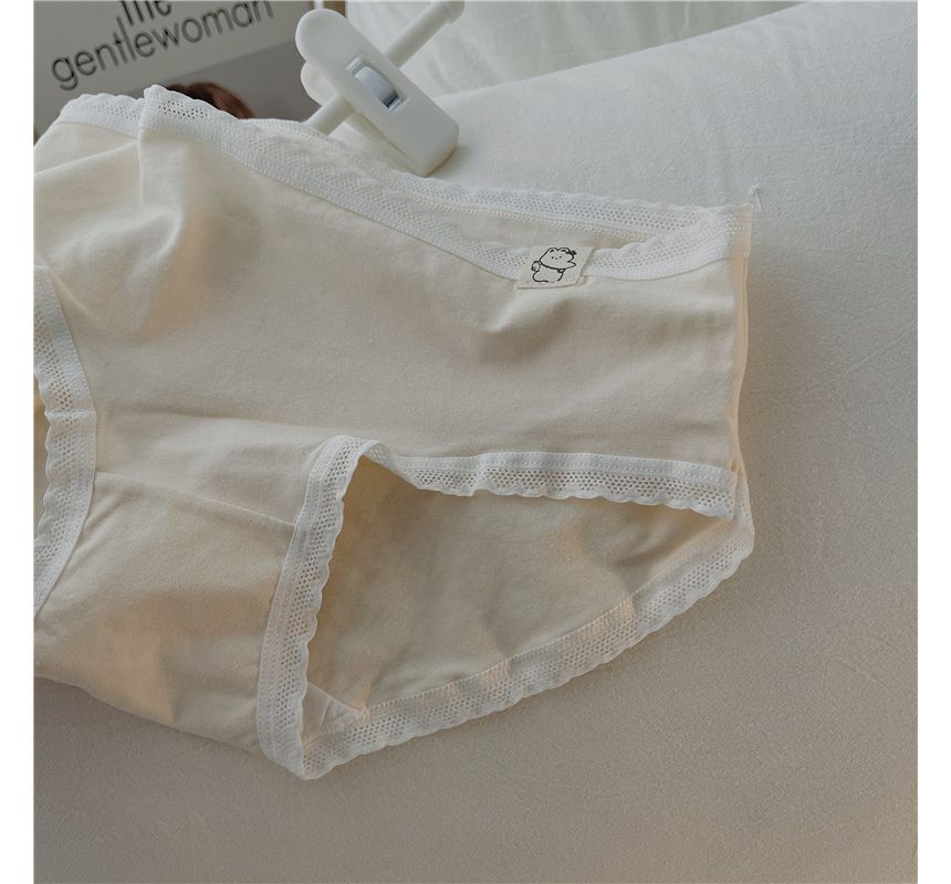 Single Park - Effen panty met kanten rand / set