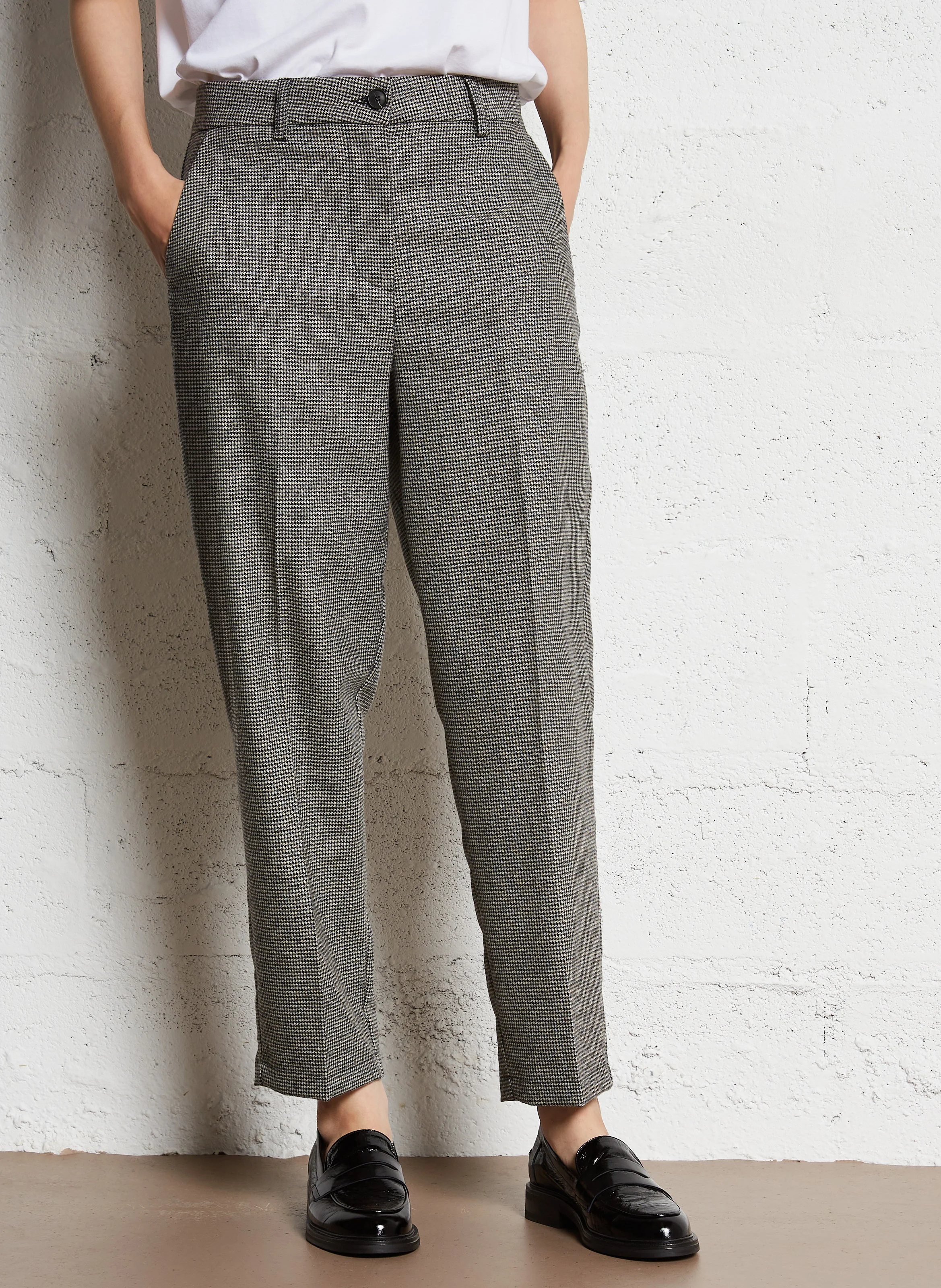 ANSEL - Pantalon droit en laine mélangée | Noir