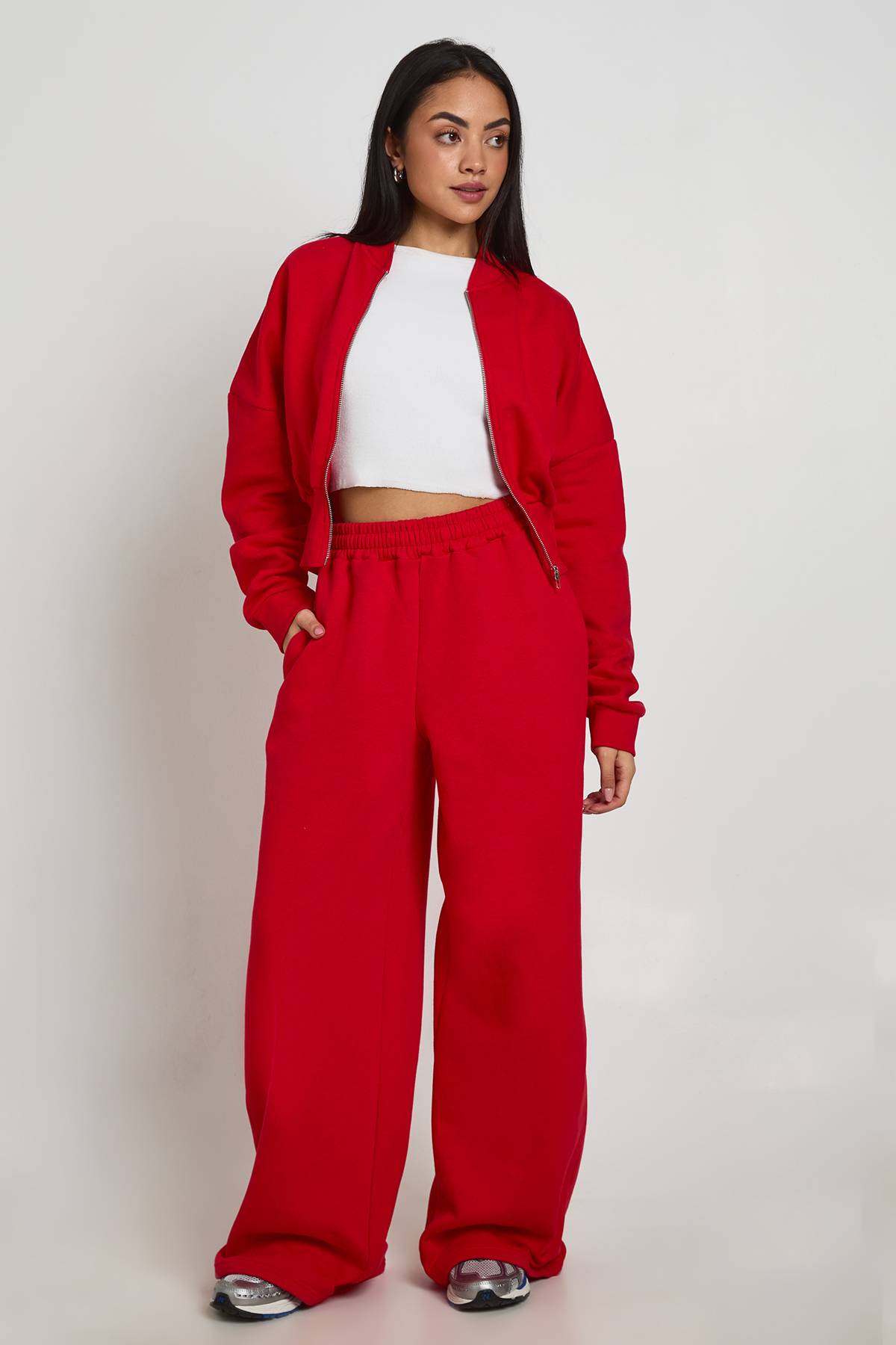 boohoo Ensemble De Survêtement Bomber À Ourlet Profond Avec Fermeture Zippée