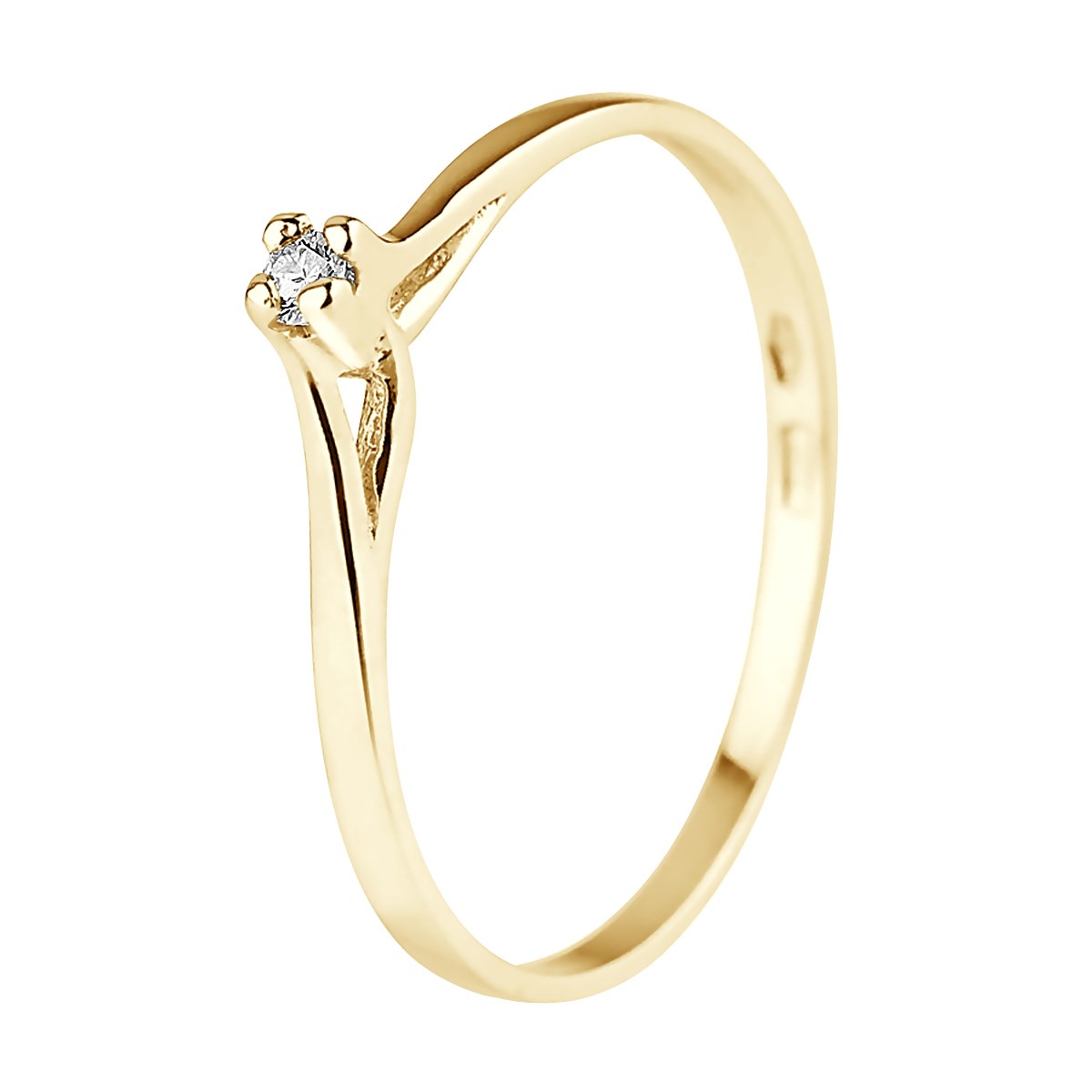 Solitaire Diamant 0,03 Cts Joaillerie Or Jaune