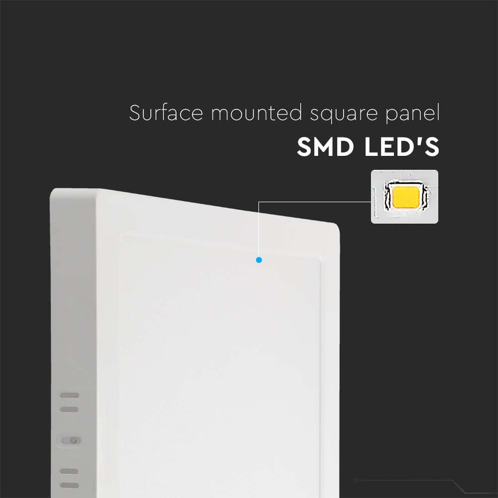 V-TAC VT-60006-SQ - LED-minipanelen - met achtergrondverlichting - opbouwserie - IP20 - wit